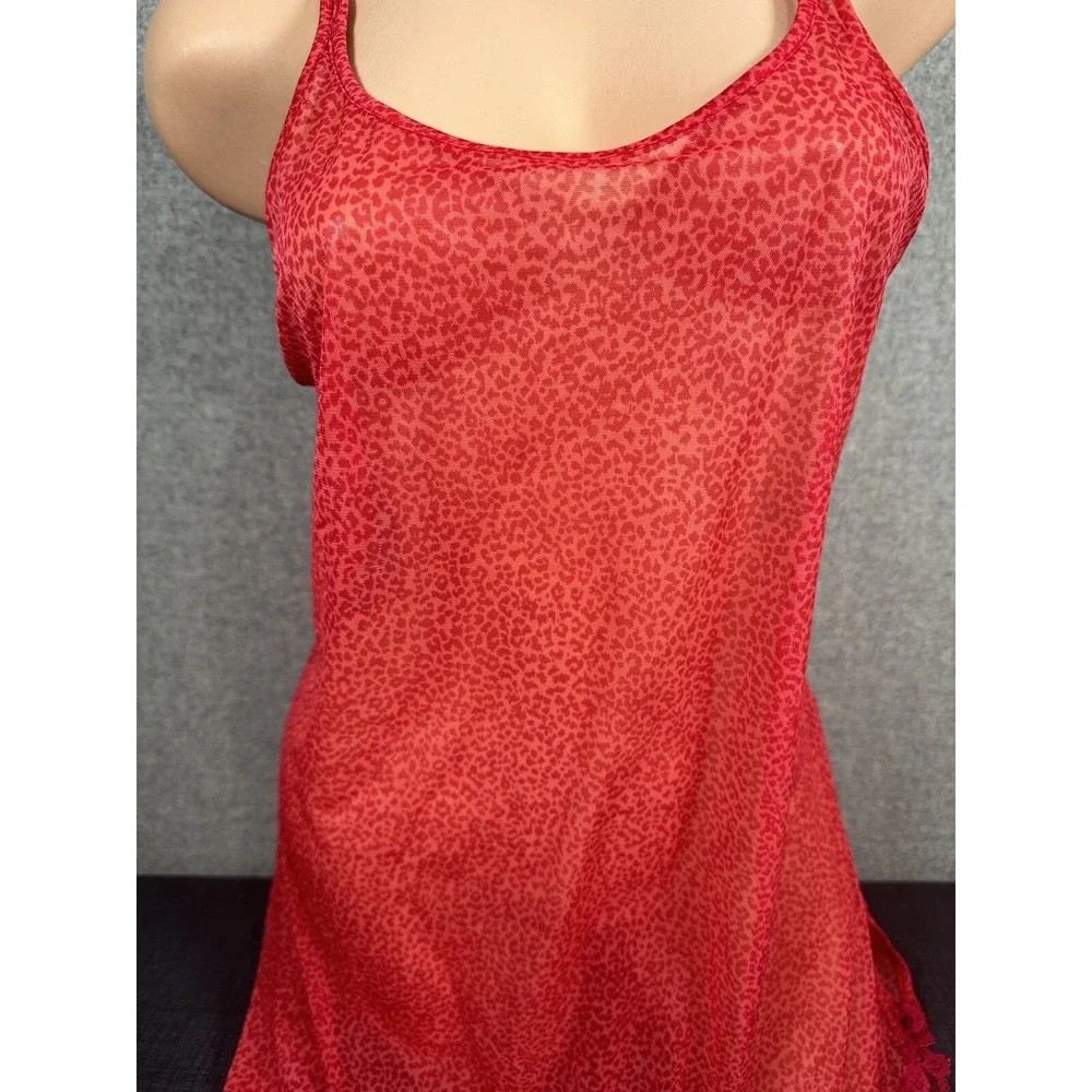 Vintage Victorias Secret Medium Nightgown Animal‎ Print Coquette Semi Sheer Y2K